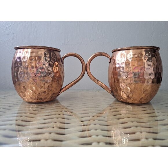 Morken Barware Set of 2 Hammered Copper Moscow Mule Mugs - Picture 2 of 10
